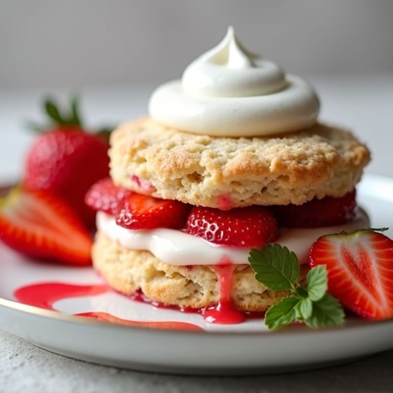 Fresh Strawberry Protein Biscuit with Creamy Whipped Greek Yogurt