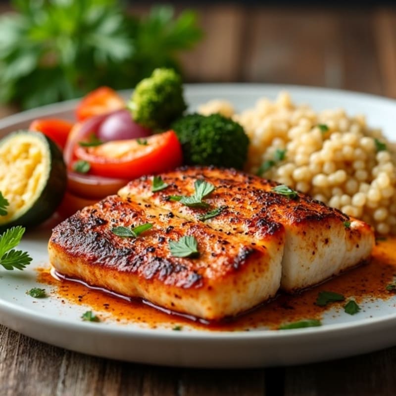 Spicy Blackened Catfish with Roasted Vegetables