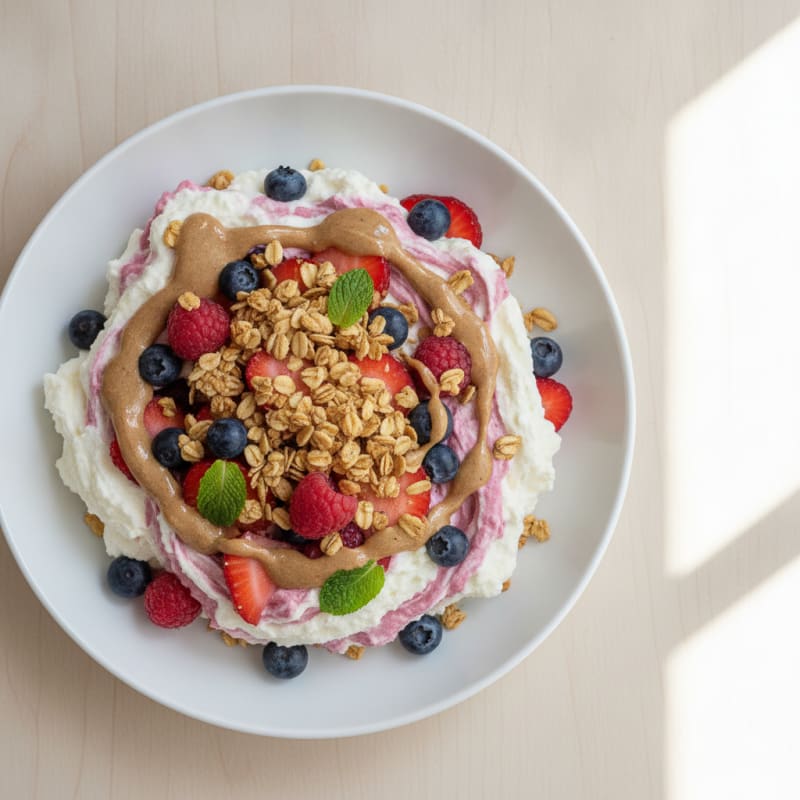 Greek Yogurt Protein Mousse with Mixed Berries