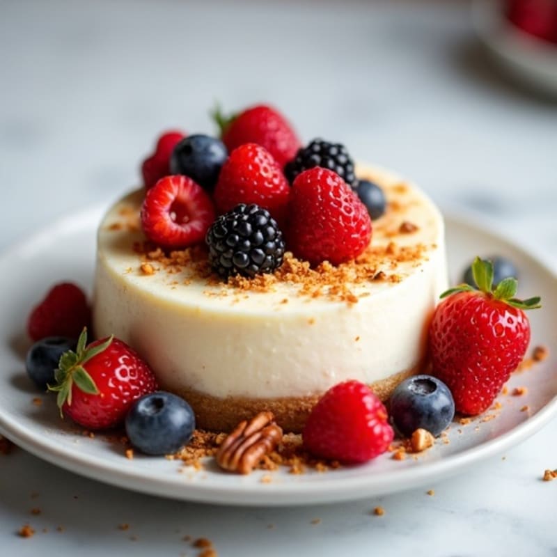 Creamy Ricotta Protein Cheesecake with Fresh Berries