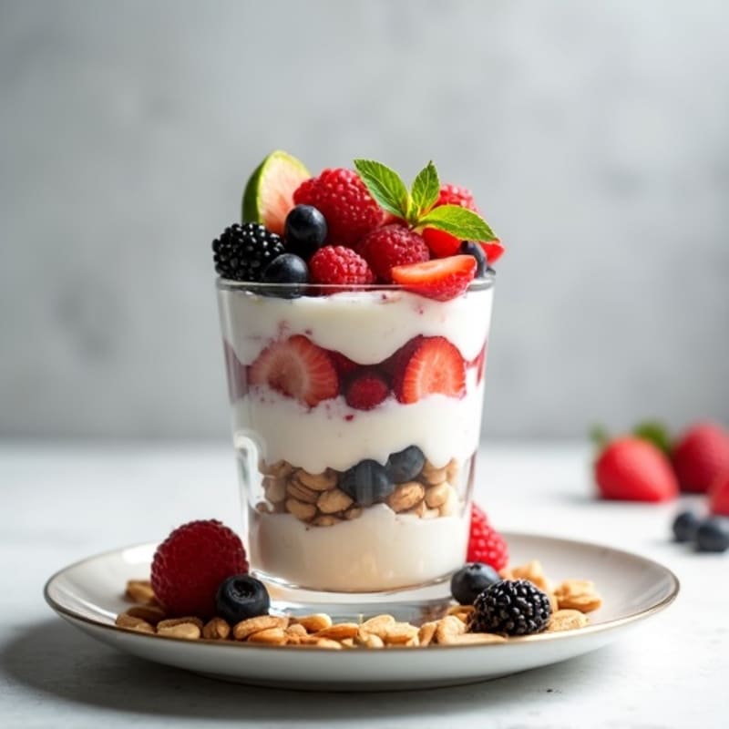 Greek Yogurt Protein Parfait with Mixed Berries