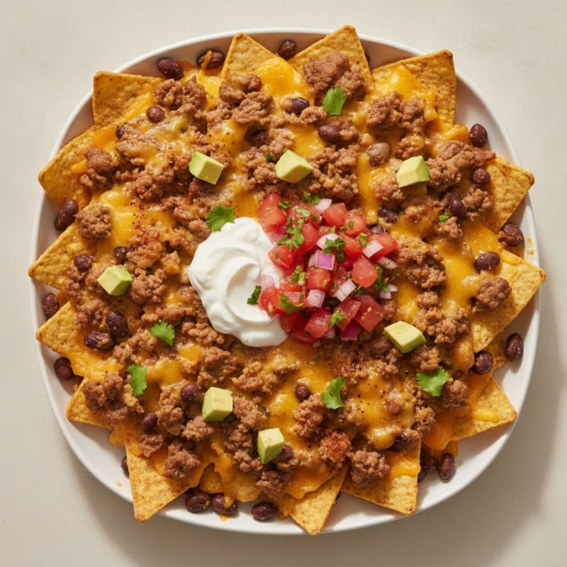Loaded Beef and Bean Nachos