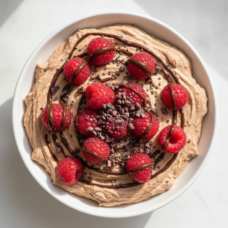 Chocolate Greek Yogurt Protein Mousse with Berries
