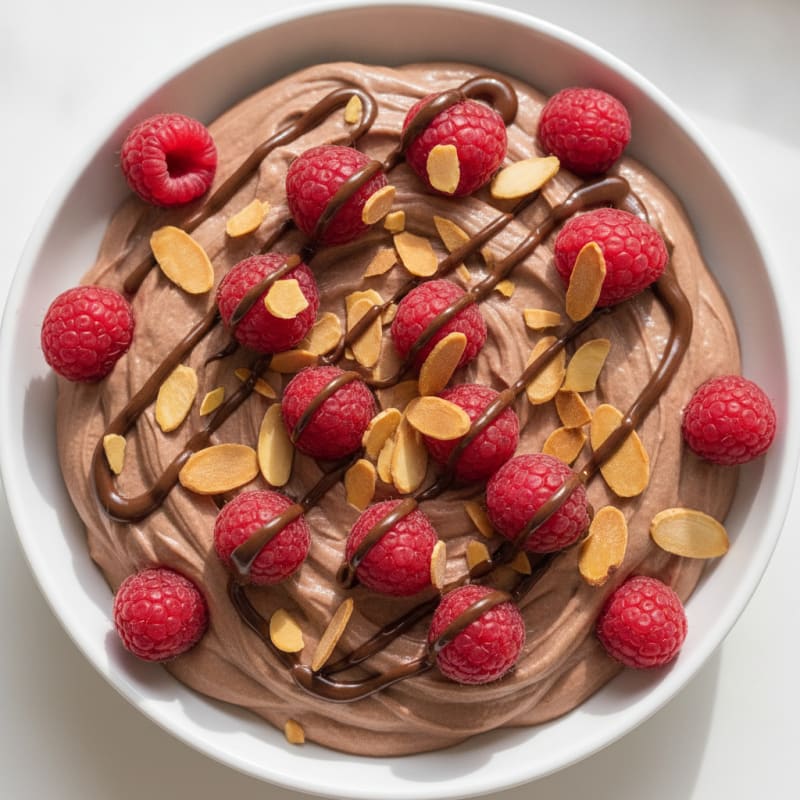 Creamy Greek Yogurt with Chocolate Protein and Almonds