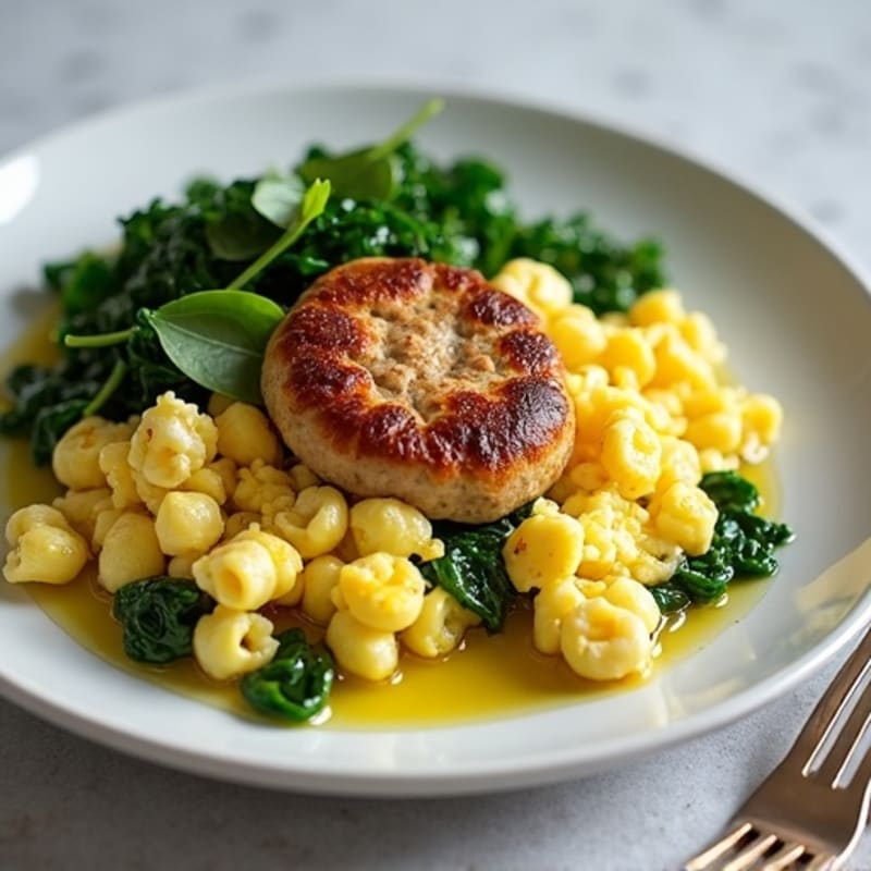 Egg White Scramble with Turkey Sausage and Spinach