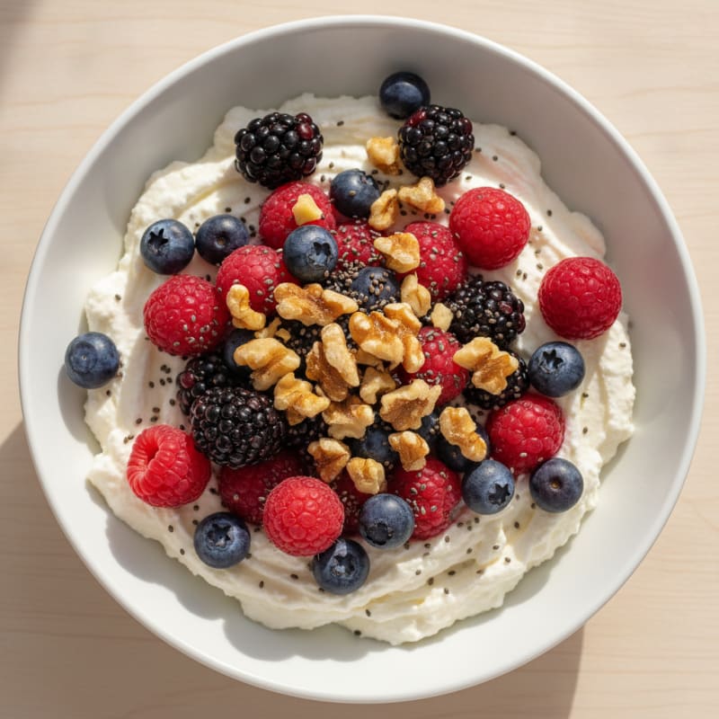 Greek Yogurt Protein Pudding with Mixed Berries