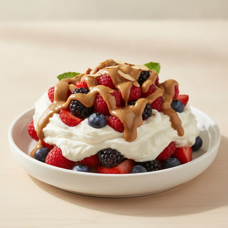 Greek Yogurt Protein Parfait with Mixed Berries and Almond Butter