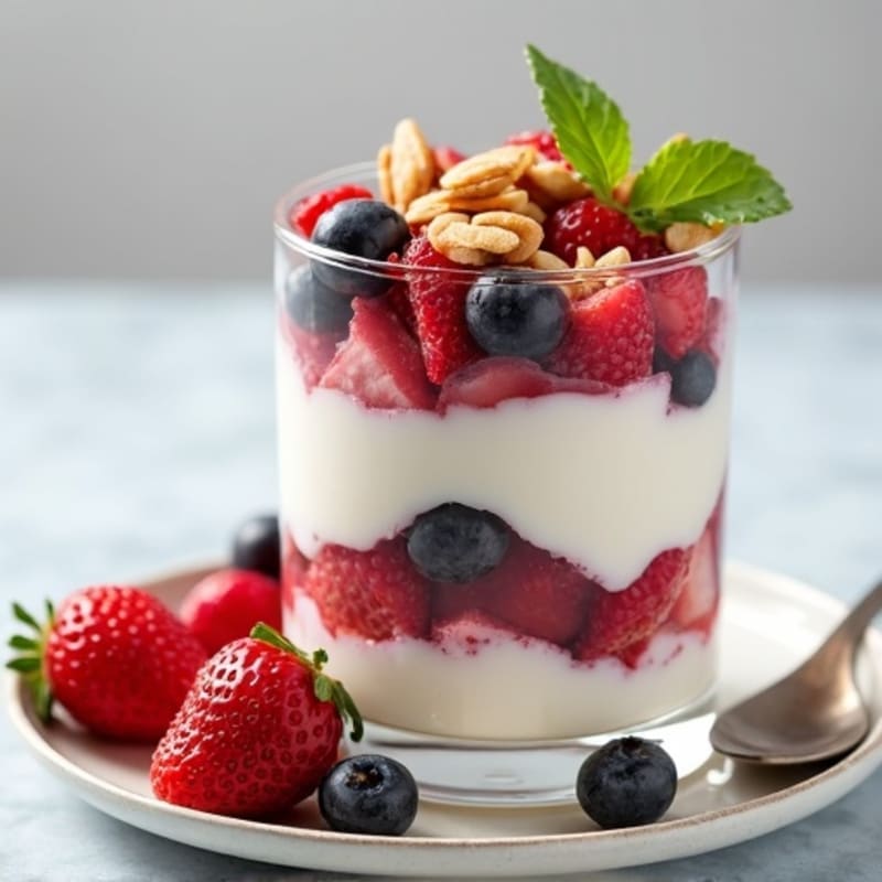 Greek Yogurt Protein Parfait with Mixed Berries and Almonds