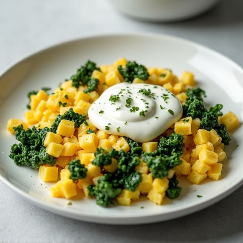 Creamy Spinach Feta Egg Scramble