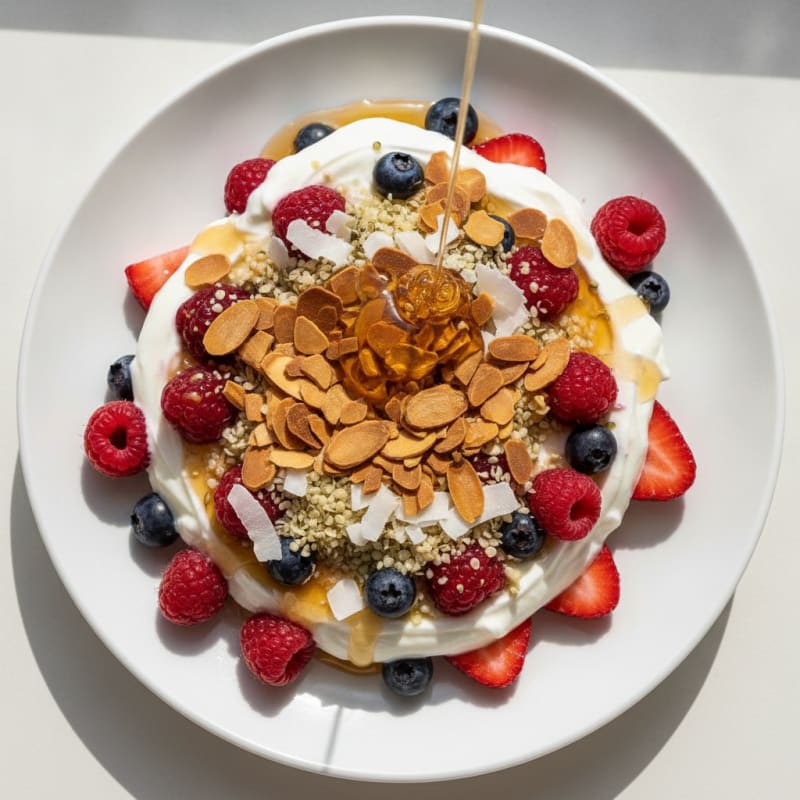 Creamy Greek Yogurt Parfait with Berries and Almonds