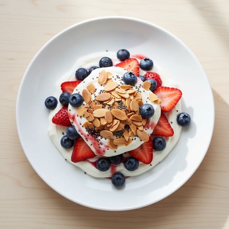 Greek Yogurt Protein Parfait with Berries and Almonds