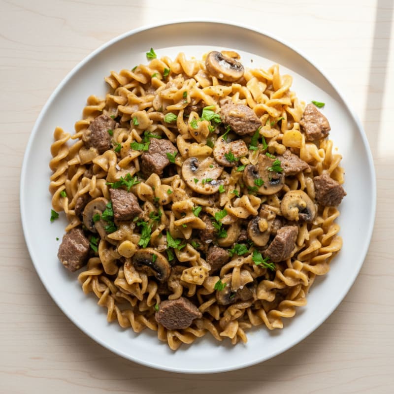 Creamy Mushroom Beef Stroganoff with Egg Noodles