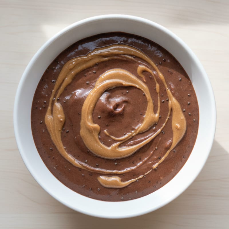 Silky Protein Chocolate Pudding with Almond Butter Swirl