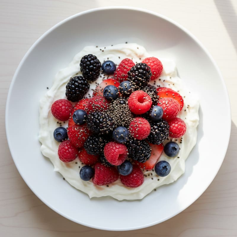 Silky Greek Yogurt Protein Pudding with Mixed Berries