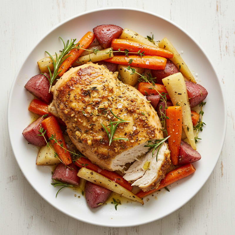 Garlic Herb Roasted Chicken with Root Vegetables