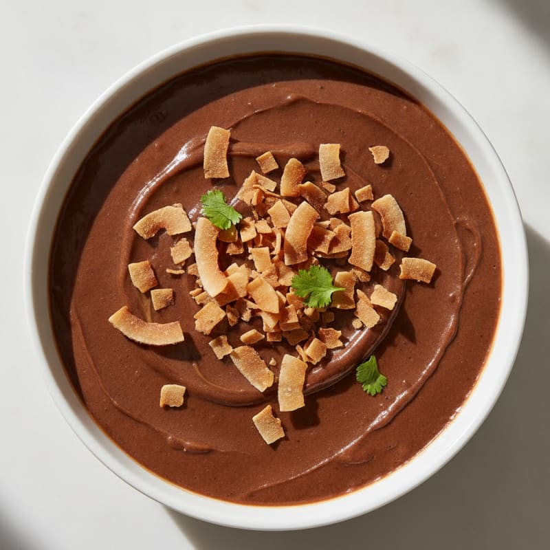 Silky Chocolate Protein Pudding with Toasted Coconut