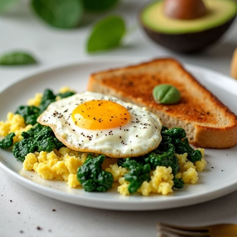 Cottage Cheese Egg White Scramble with Sautéed Spinach