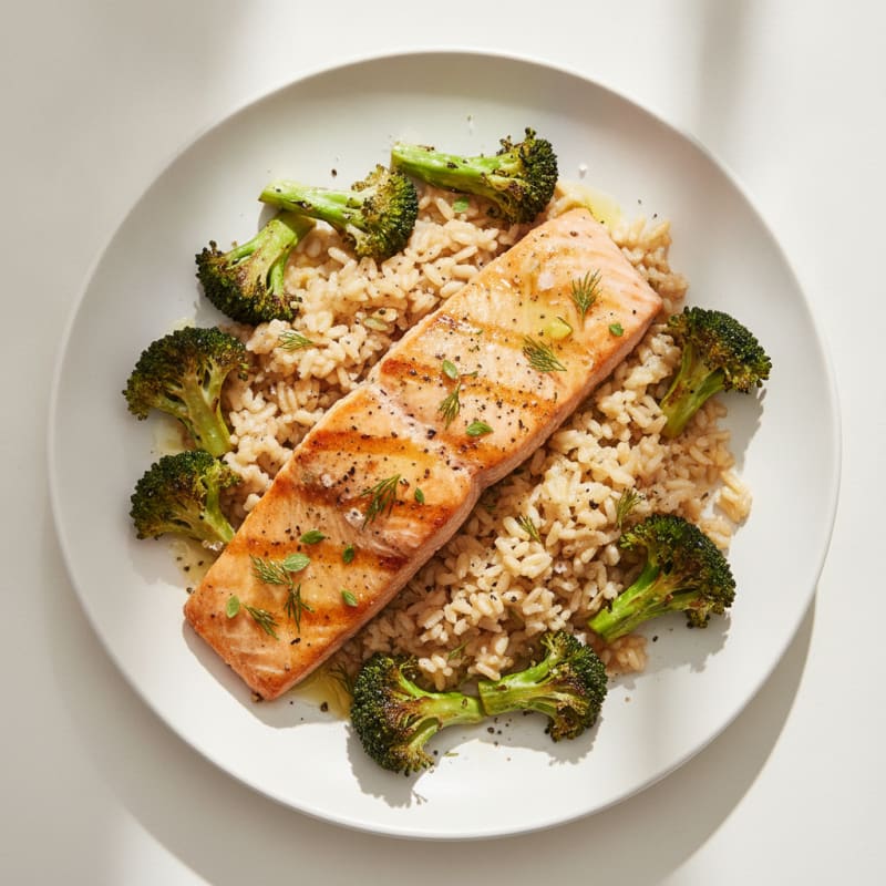 Lemon Herb Grilled Salmon with Roasted Broccoli