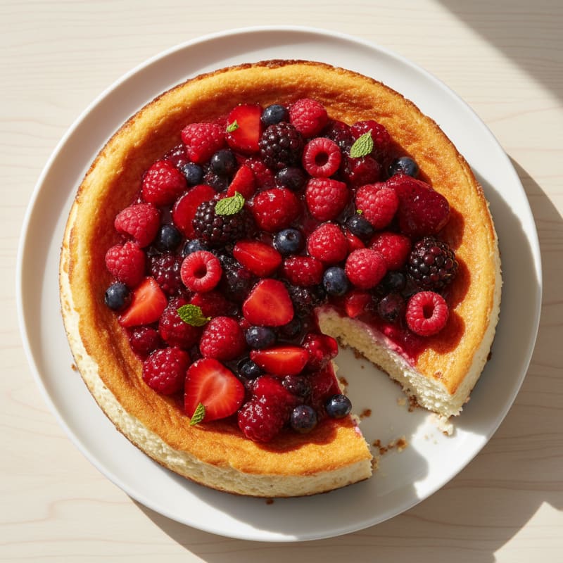 Greek Yogurt Protein Cheesecake with Mixed Berries