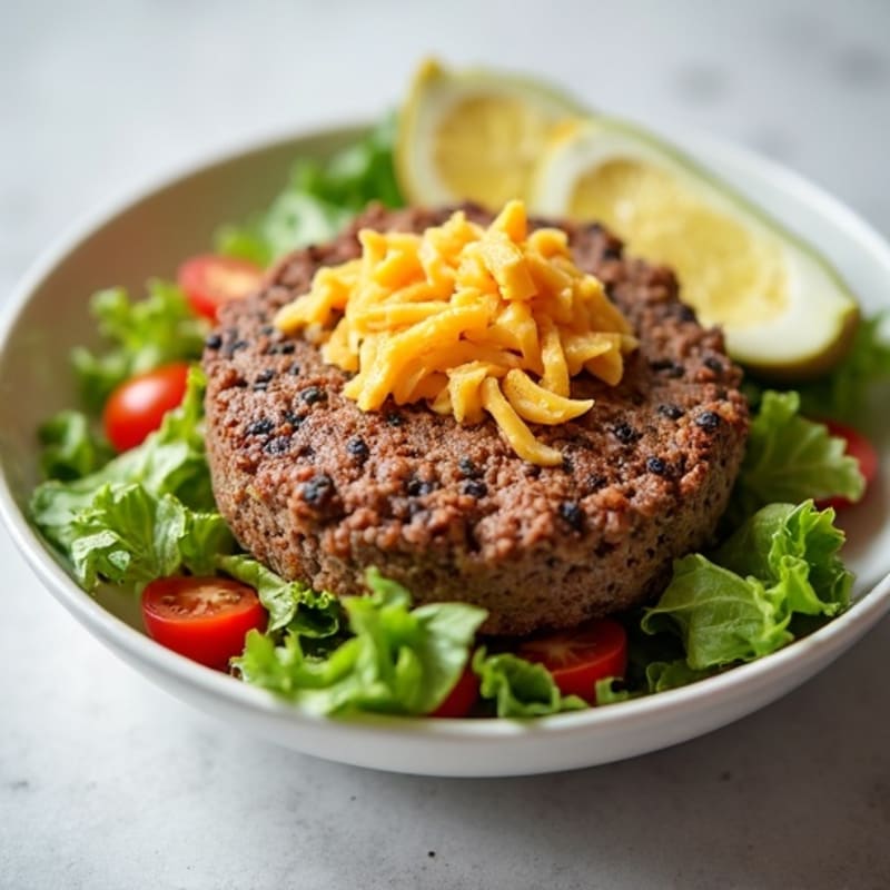 Ground Beef Cheeseburger Bowl with Creamy Tangy Dressing