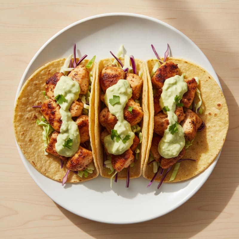 Chicken Tacos with Avocado Crema
