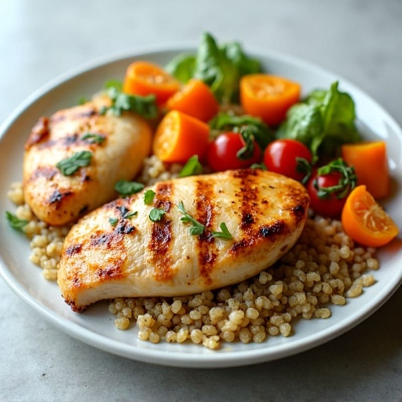 Grilled Chicken Breast with Roasted Vegetables and Quinoa