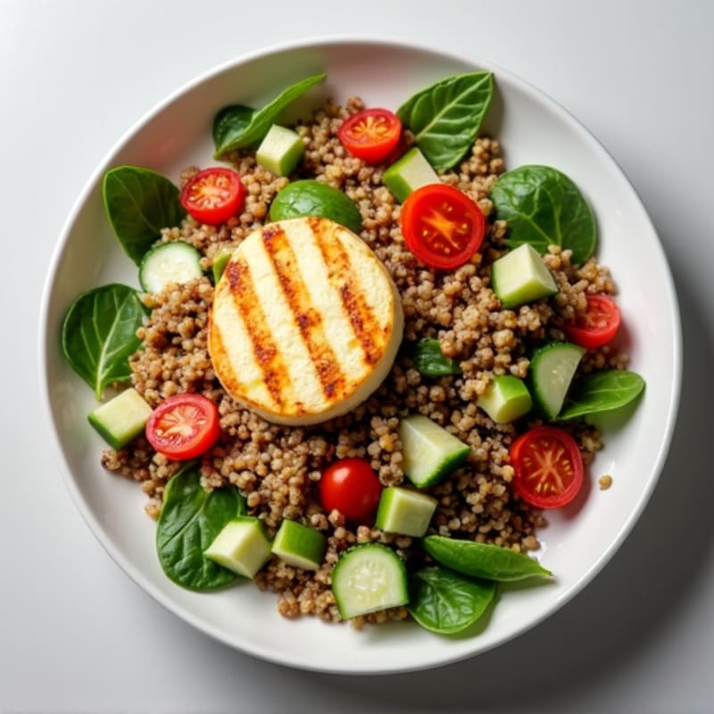 Grilled Halloumi with Lentil Quinoa Salad