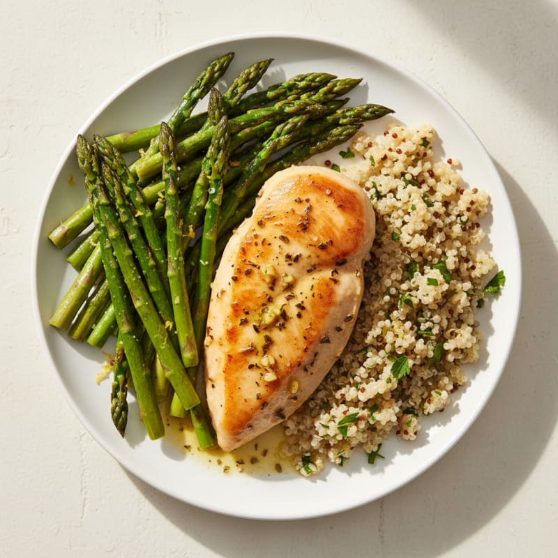 Tender Lemon Herb Chicken with Roasted Asparagus
