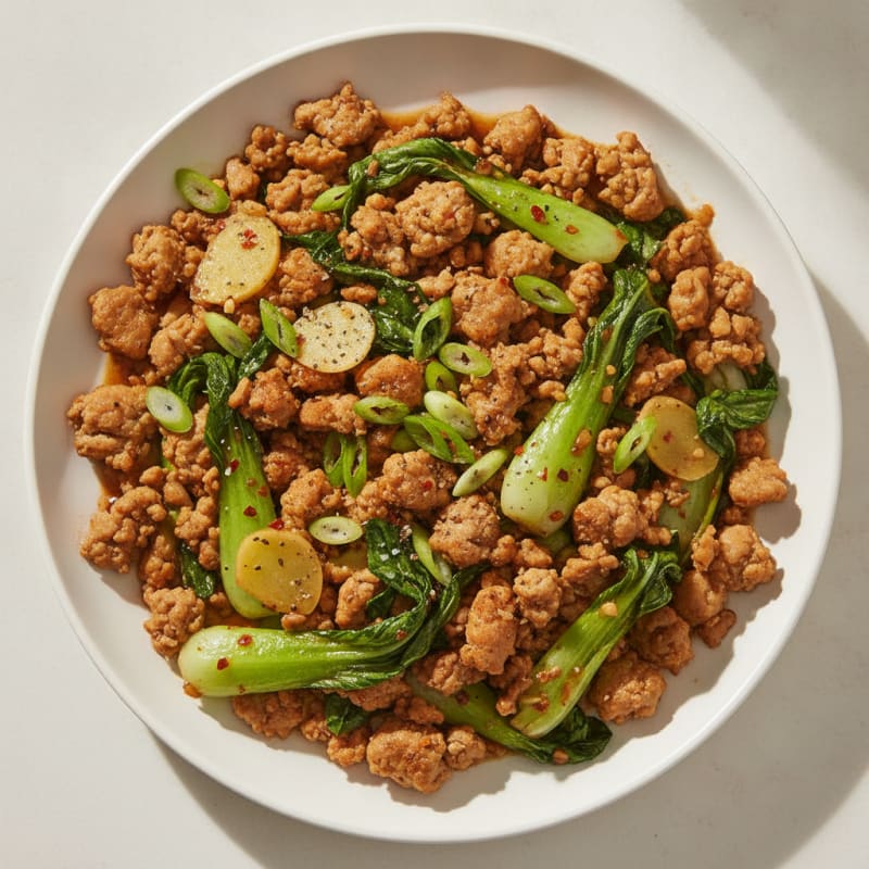 Ground Turkey and Bok Choy Stir-Fry