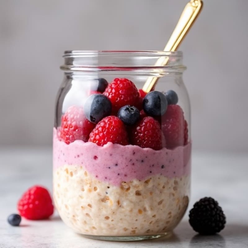 Creamy High-Protein Berry Overnight Oats