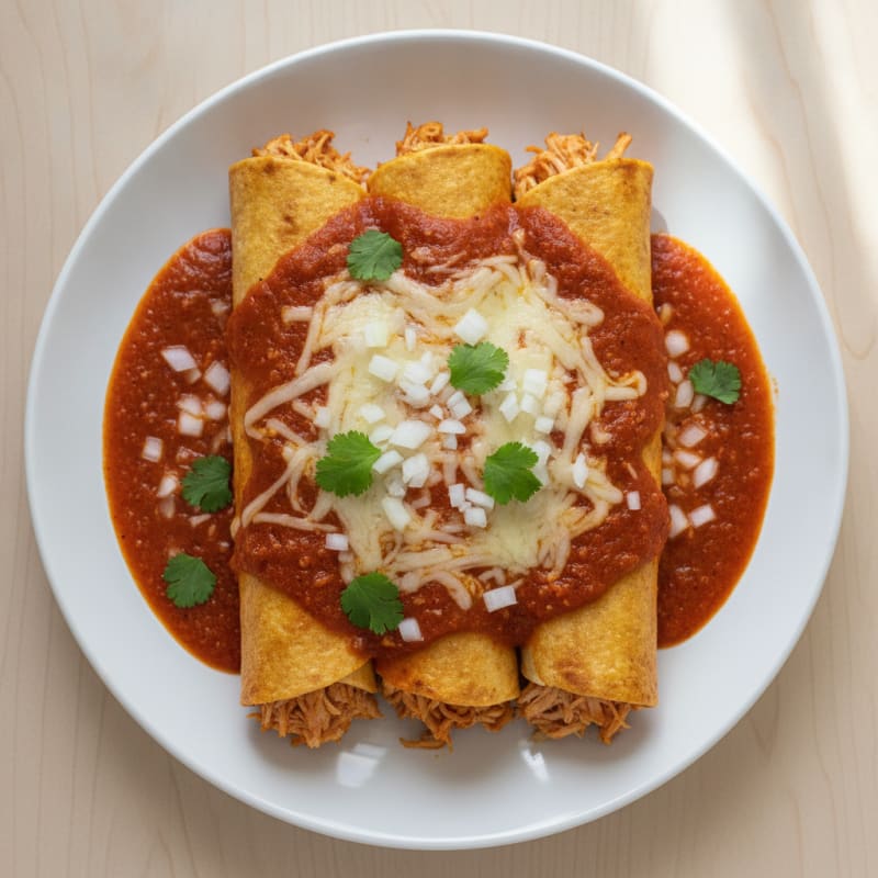 Mexican Chicken Enchiladas with Red Sauce