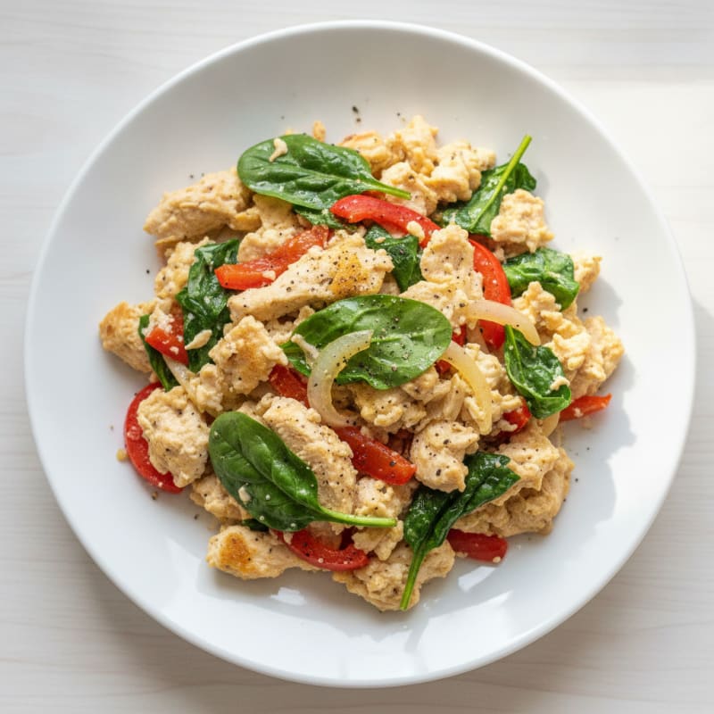 Egg White and Chicken Veggie Scramble