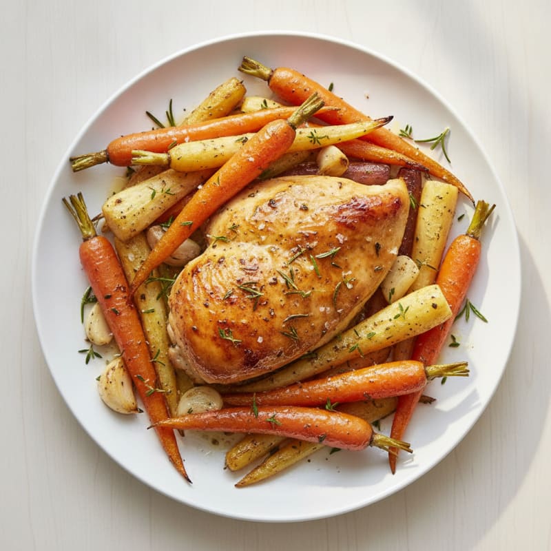 Garlic Herb Roasted Chicken with Root Vegetables