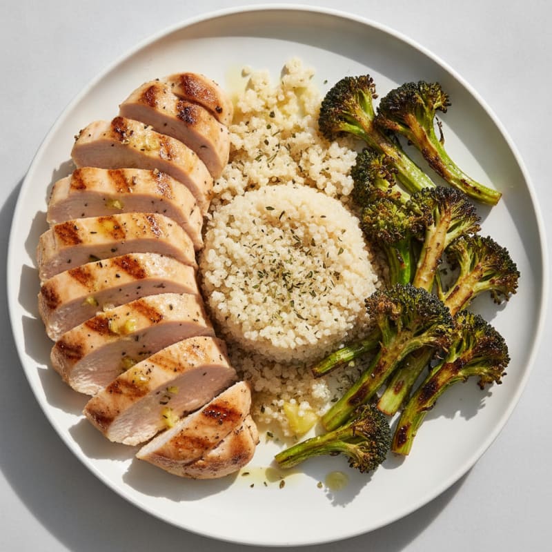 Grilled Turkey Breast with Quinoa and Roasted Broccoli