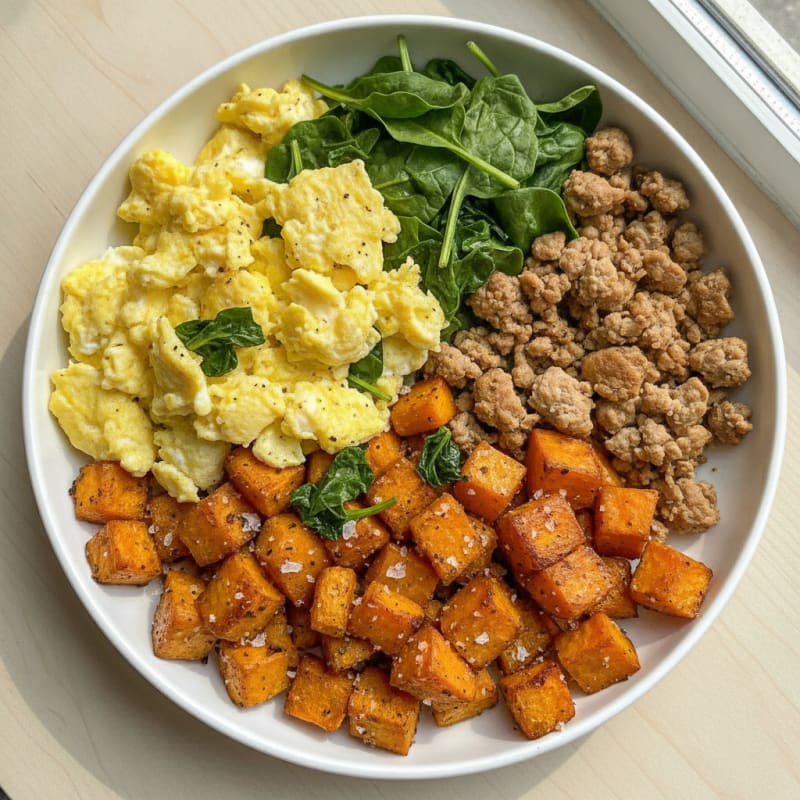 Scrambled Eggs with Roasted Sweet Potatoes