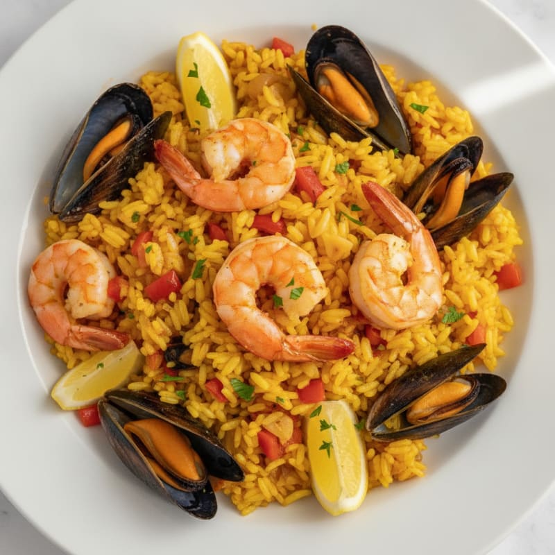 Spanish Seafood Paella with Saffron Rice
