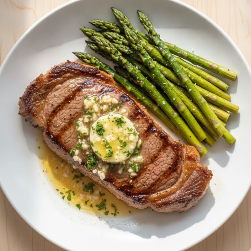 Pan-Seared New York Strip with Garlic Butter