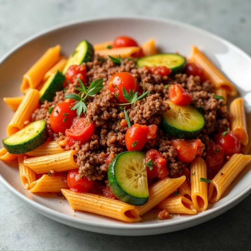 Lean Beef and Veggie Pasta with Tomato Sauce