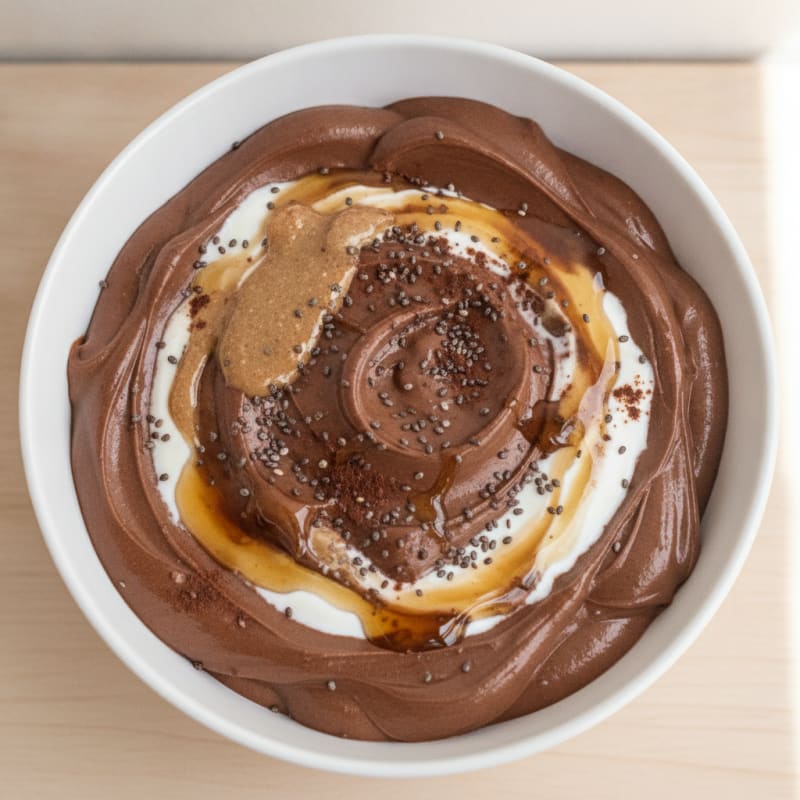 Silky Chocolate Protein Pudding with Greek Yogurt and Almond Butter