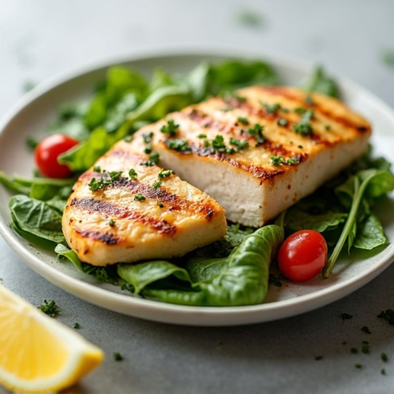 Grilled Chicken Breast Salad with Mixed Greens and Lemon Vinaigrette