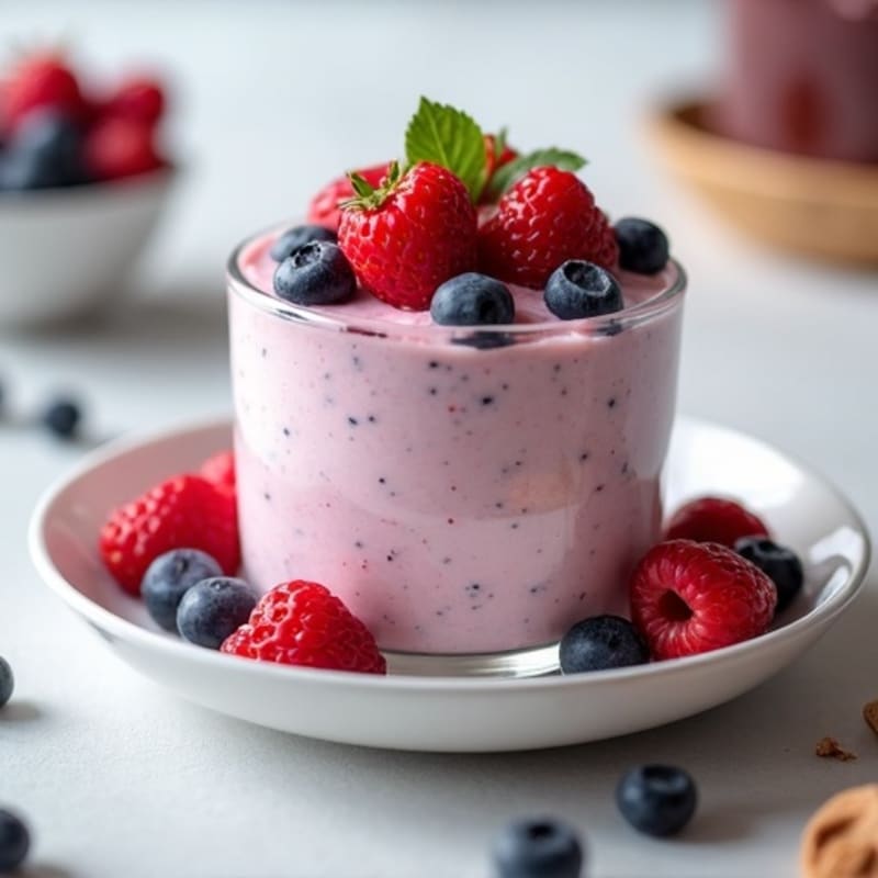 Silky Greek Yogurt Protein Pudding with Mixed Berries