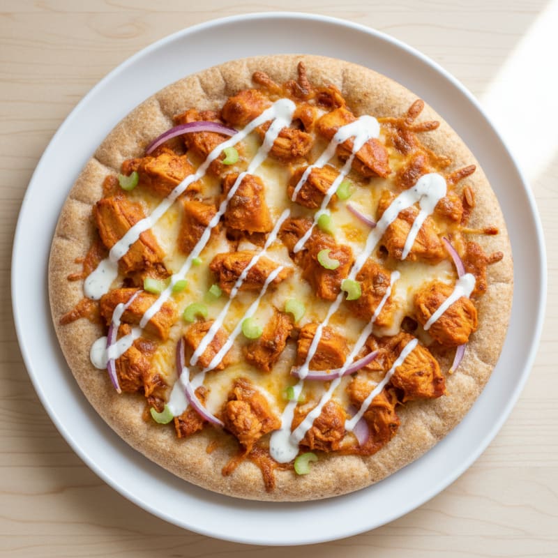 Buffalo Chicken Pizza with Ranch Drizzle