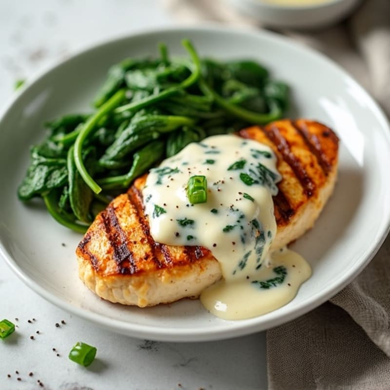 Chicken Breast with Creamy Garlic Spinach