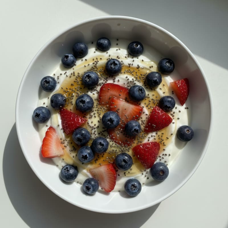 Silky Greek Yogurt Protein Parfait with Berries and Chia Seeds