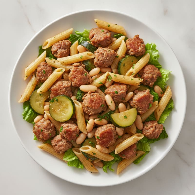 Italian Sausage Pasta with Zucchini and Beans