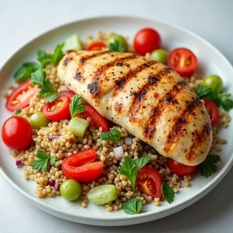 Grilled Chicken Breast with Crunchy Quinoa Salad