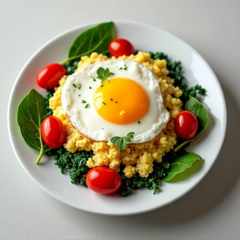 Cottage Cheese Scramble with Spinach and Cherry Tomatoes
