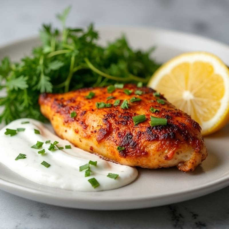 Roasted Spiced Chicken with Creamy Garlic Sauce