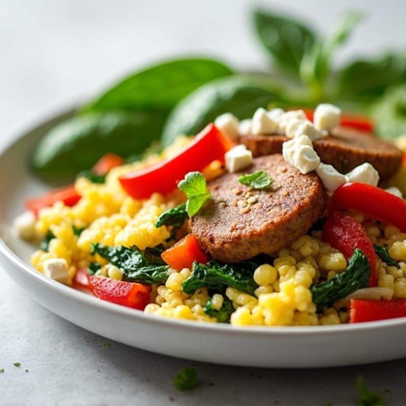 Egg White Veggie Scramble with Turkey Sausage