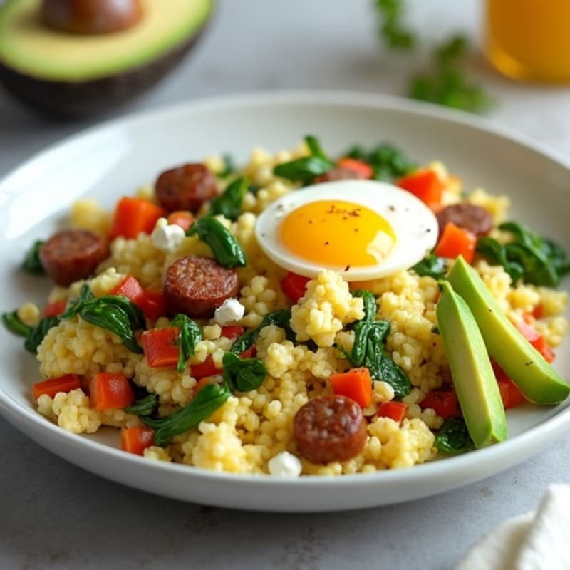 Egg White Veggie Scramble with Turkey Sausage